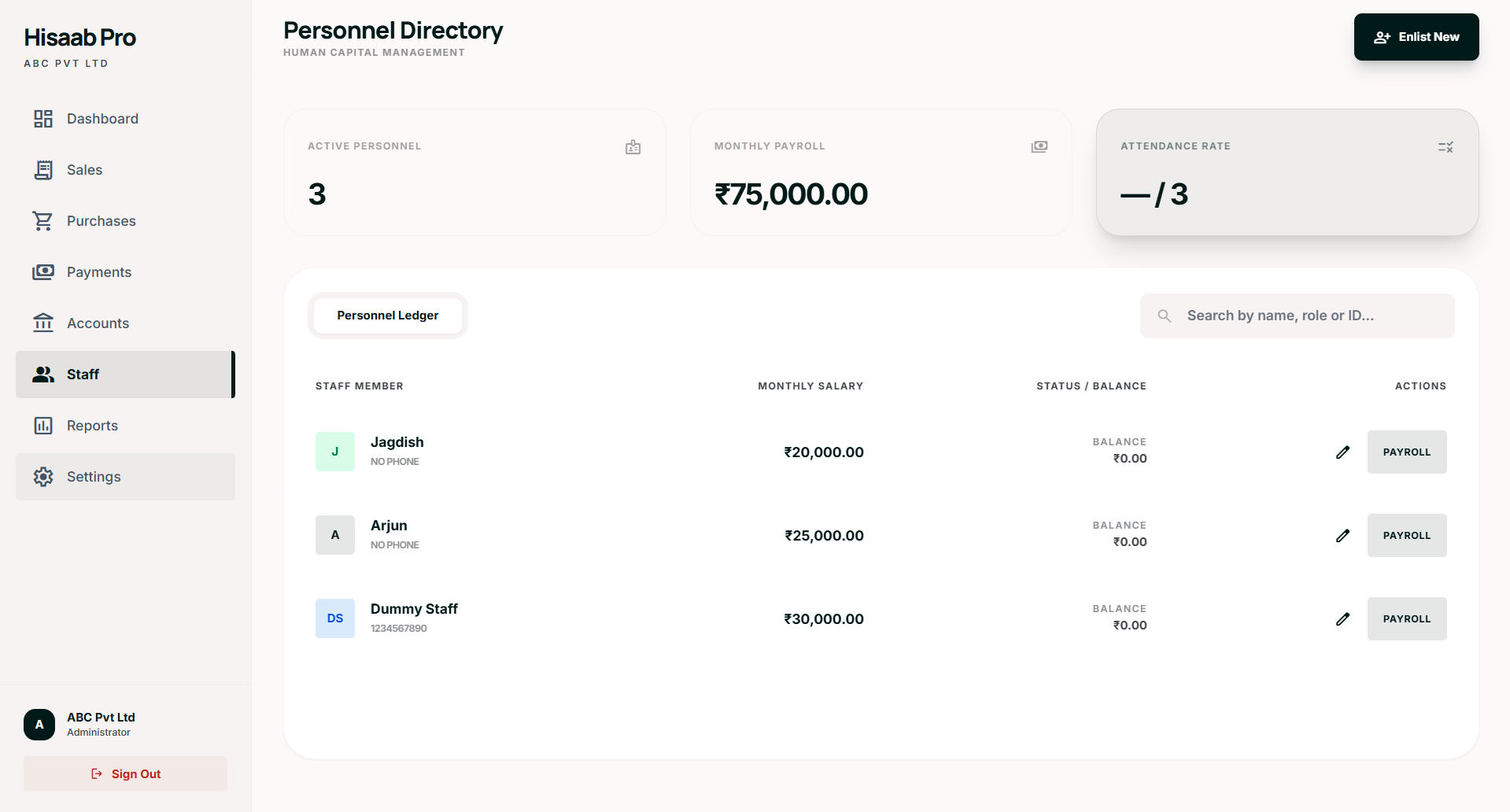 Staff & Payroll
